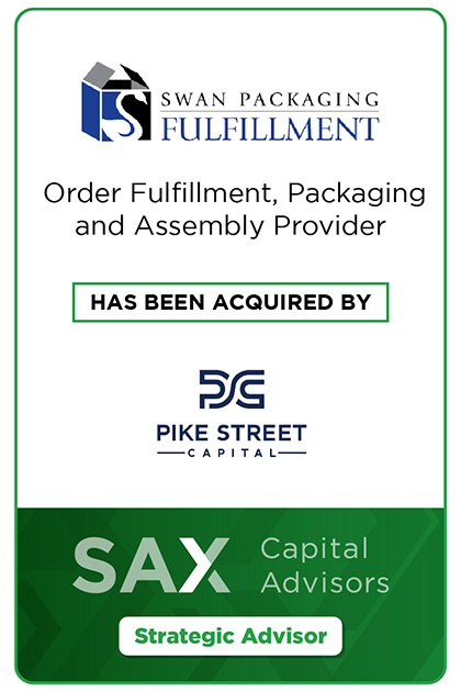 Swan Packaging Fulfillment. Order Fulfillment, Packaging, and Assembly Provider has merged with Pike Street Capital.